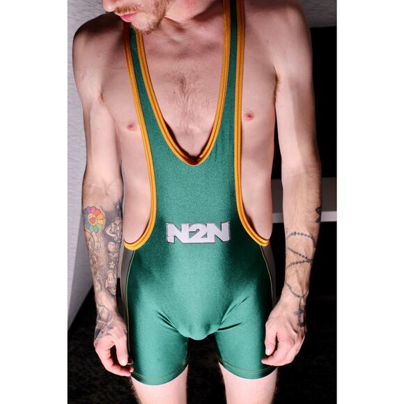 N2N Bodywear Dark Green Wrestling Singlet - Size M - Picture 7 of 10